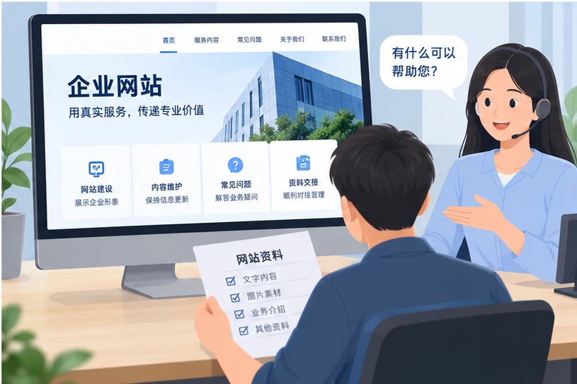 企业网站展示业务与服务信息的场景示意