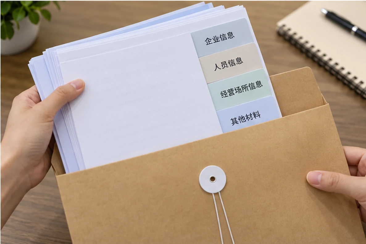核对注册公司资料与办理事项的服务场景示意