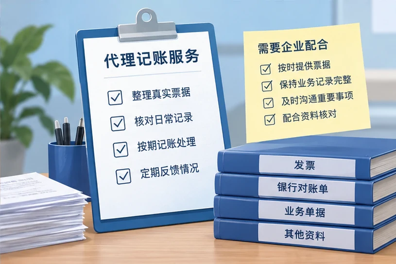 整理企业票据与日常账务资料的服务场景示意