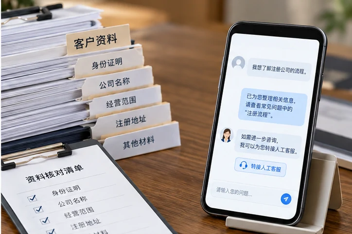 在线客服接待与咨询整理的服务场景示意