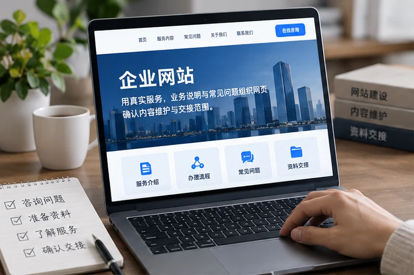 企业网站展示业务与服务信息的场景示意