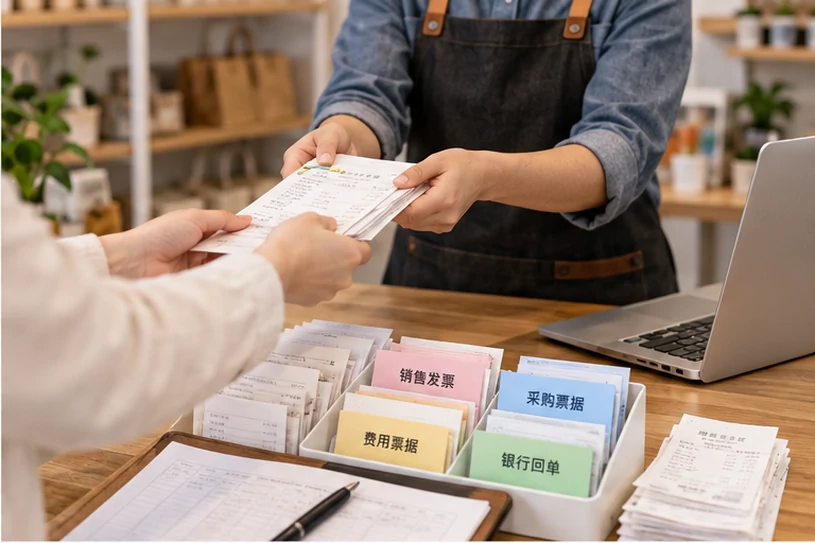 整理企业票据与日常账务资料的服务场景示意