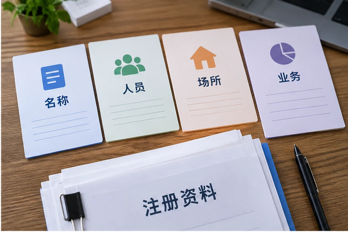 核对注册公司资料与办理事项的服务场景示意