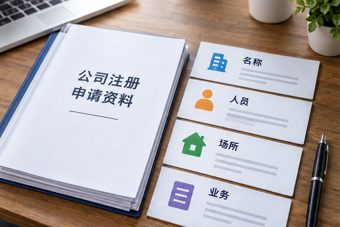 核对注册公司资料与办理事项的服务场景示意