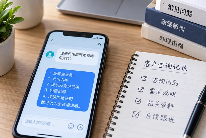 在线客服接待与咨询整理的服务场景示意