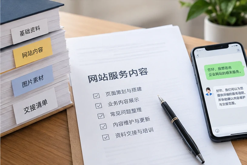 企业网站展示业务与服务信息的场景示意
