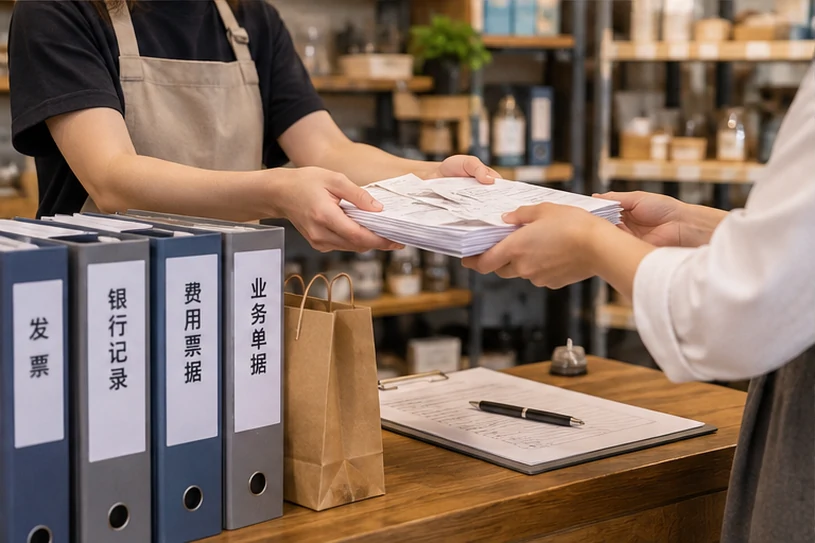 整理企业票据与日常账务资料的服务场景示意