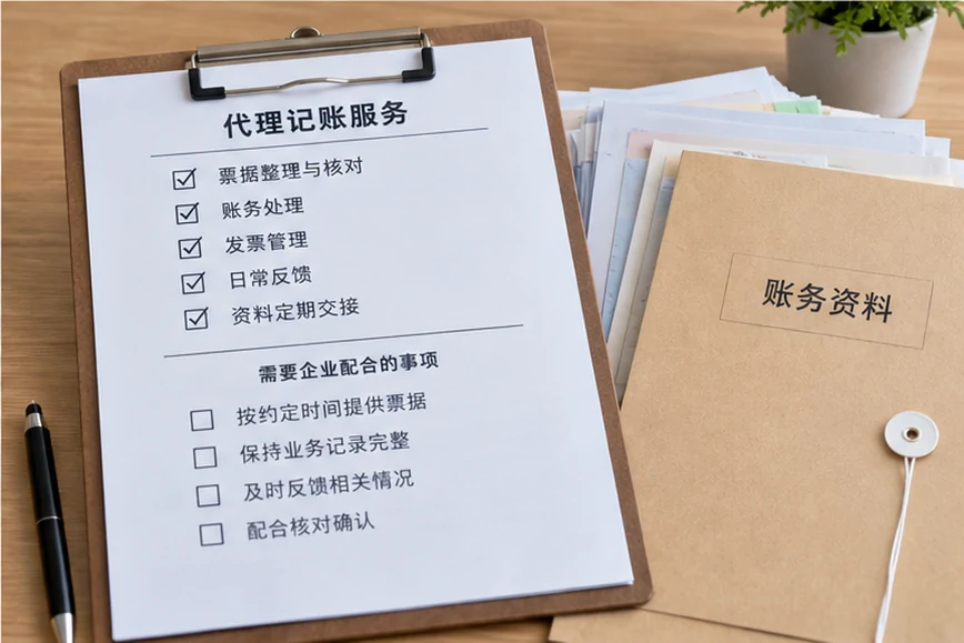 整理企业票据与日常账务资料的服务场景示意