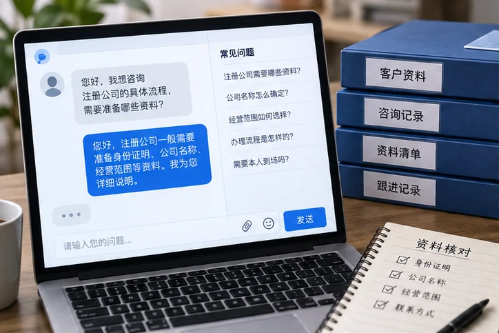 在线客服接待与咨询整理的服务场景示意