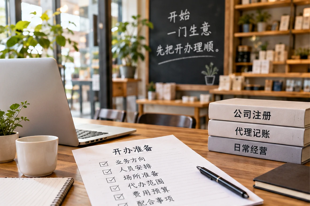 创业者一起整理开办计划的服务场景示意