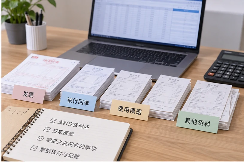 整理企业票据与日常账务资料的服务场景示意