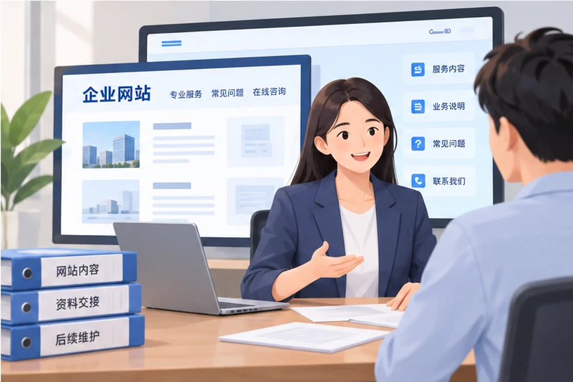 企业网站展示业务与服务信息的场景示意