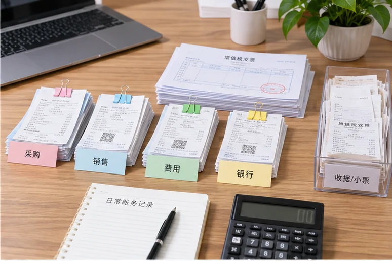 整理企业票据与日常账务资料的服务场景示意