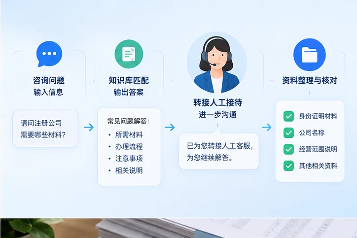 在线客服接待与咨询整理的服务场景示意