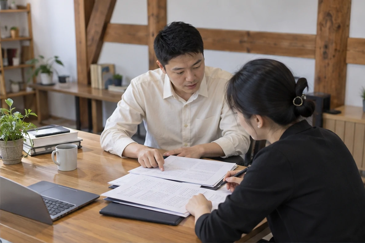 核对注册公司资料与办理事项的服务场景示意