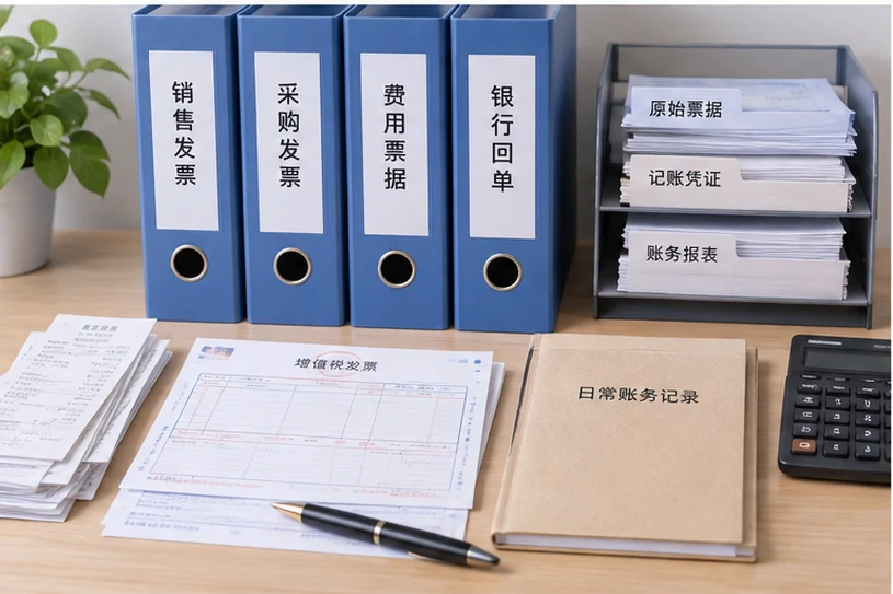 整理企业票据与日常账务资料的服务场景示意