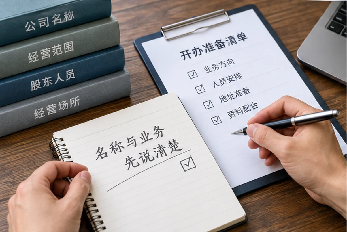 创业者一起整理开办计划的服务场景示意