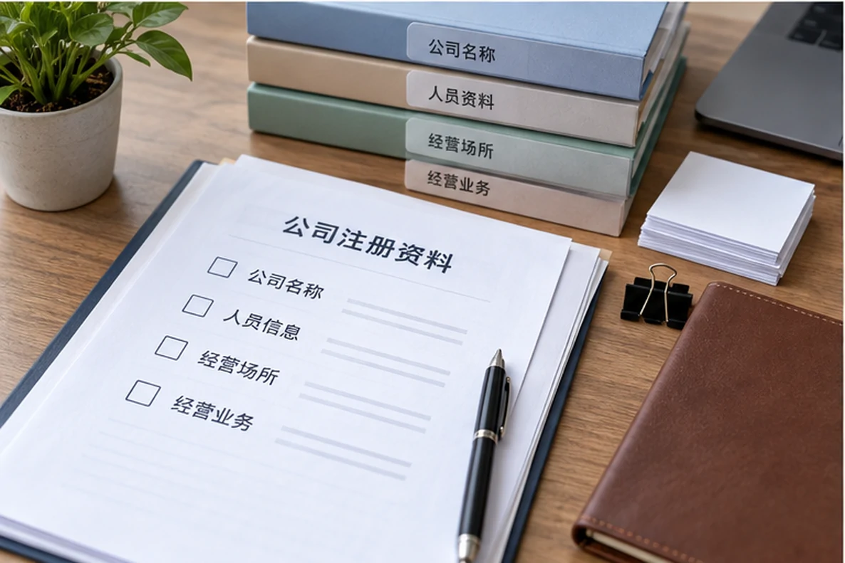 核对注册公司资料与办理事项的服务场景示意