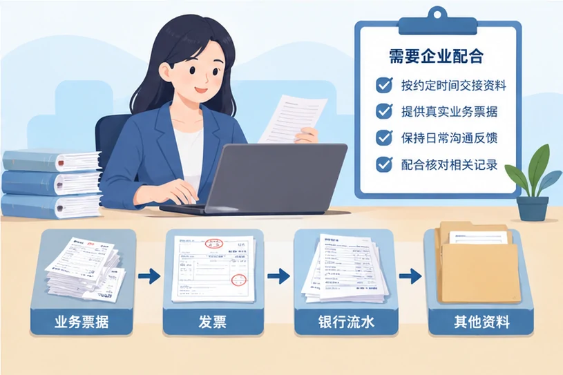整理企业票据与日常账务资料的服务场景示意