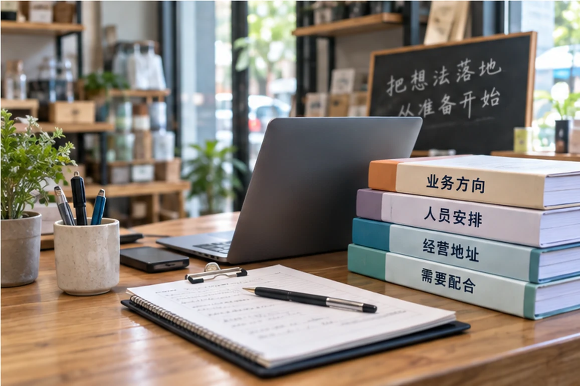 创业者一起整理开办计划的服务场景示意