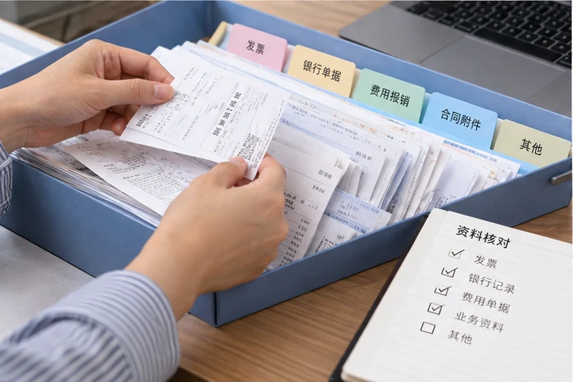 整理企业票据与日常账务资料的服务场景示意