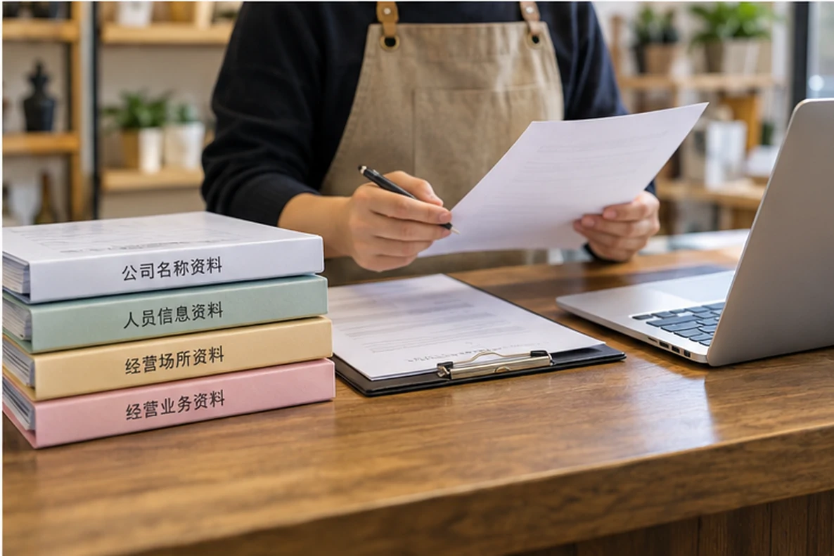 核对注册公司资料与办理事项的服务场景示意