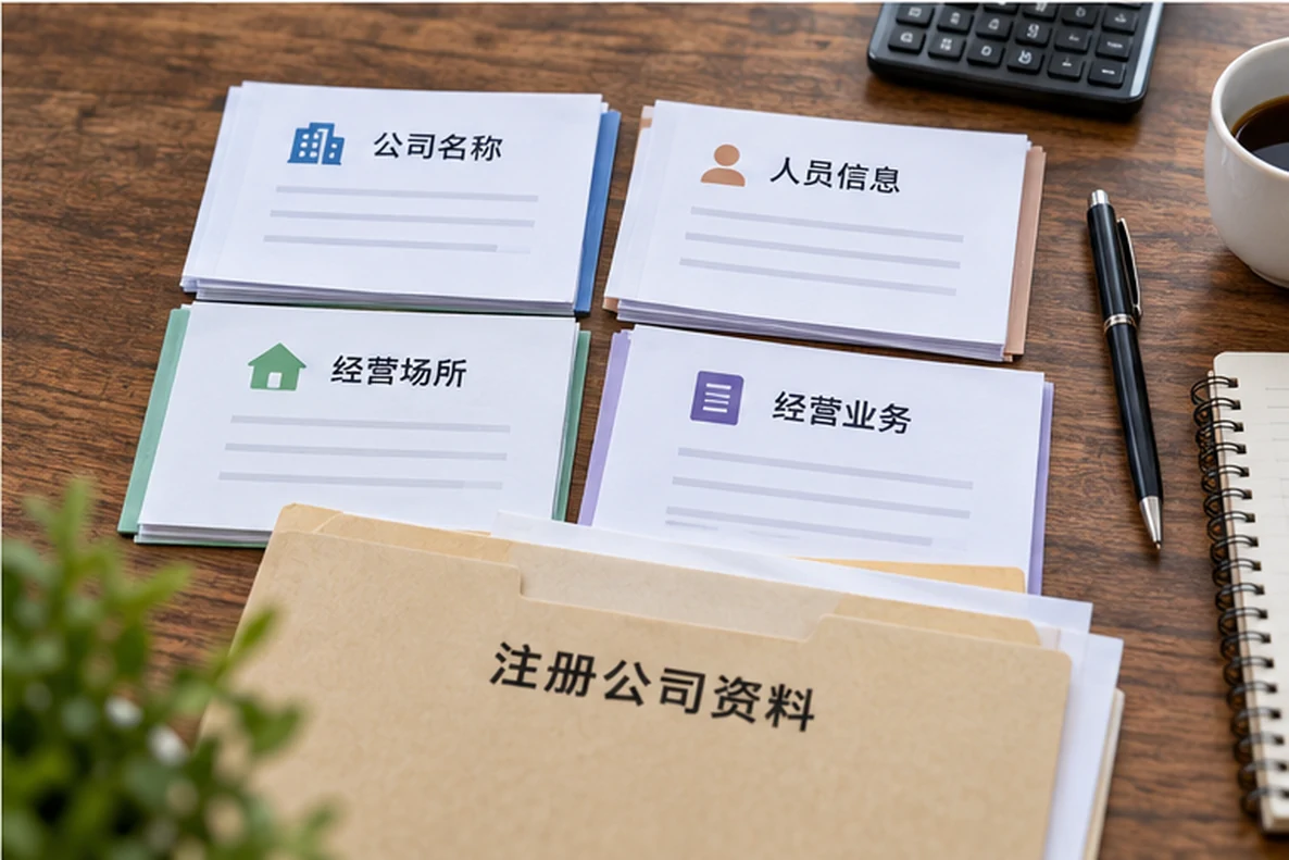 核对注册公司资料与办理事项的服务场景示意