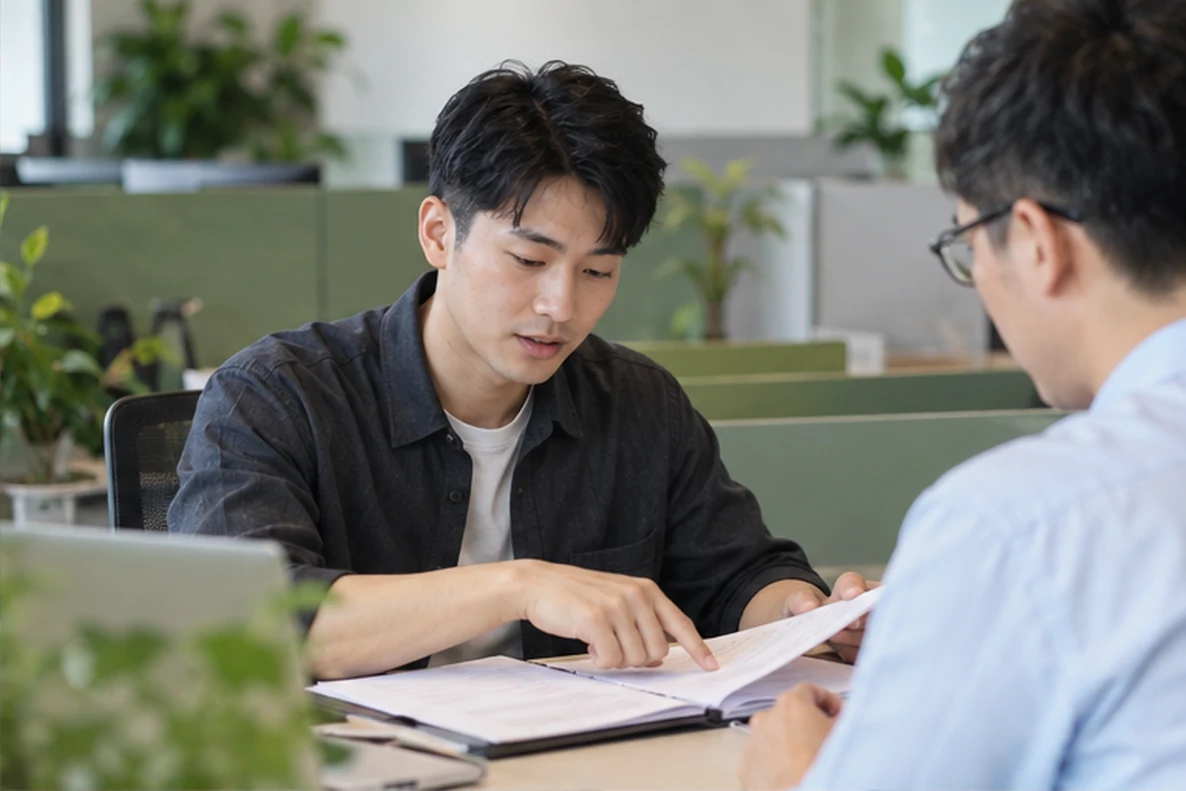 核对注册公司资料与办理事项的服务场景示意