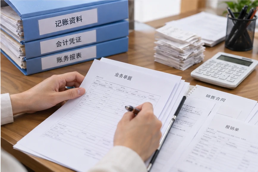 整理企业票据与日常账务资料的服务场景示意