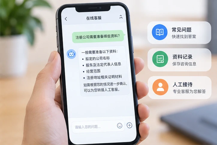 在线客服接待与咨询整理的服务场景示意