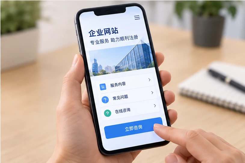 企业网站展示业务与服务信息的场景示意