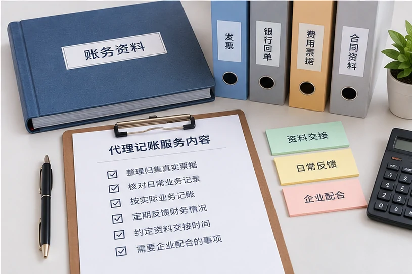 整理企业票据与日常账务资料的服务场景示意