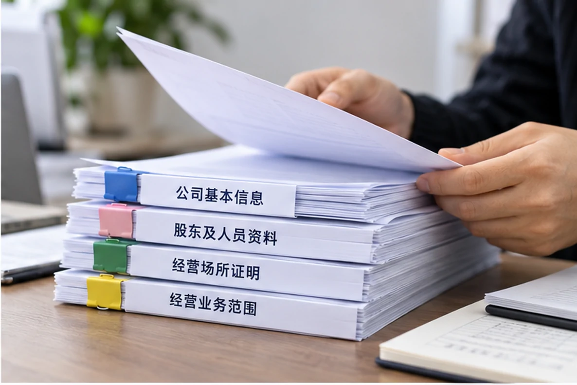 核对注册公司资料与办理事项的服务场景示意