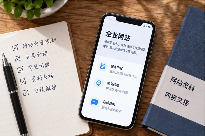 企业网站展示业务与服务信息的场景示意