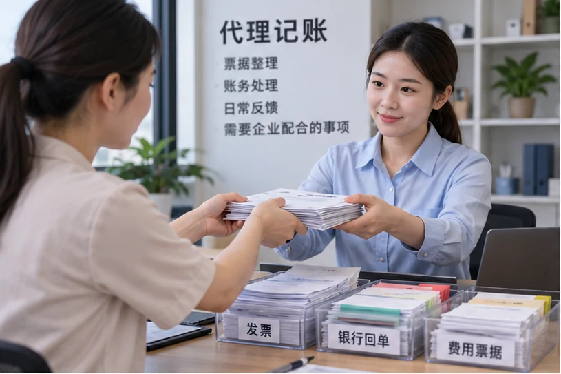 整理企业票据与日常账务资料的服务场景示意