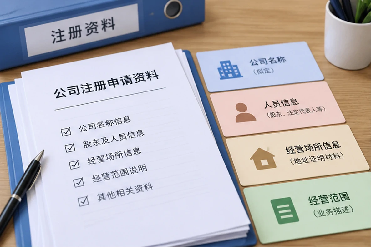 核对注册公司资料与办理事项的服务场景示意