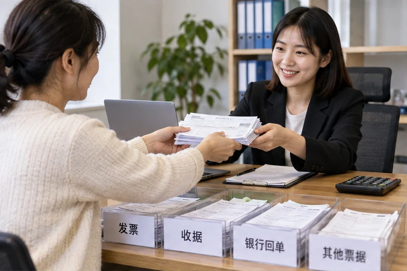 整理企业票据与日常账务资料的服务场景示意
