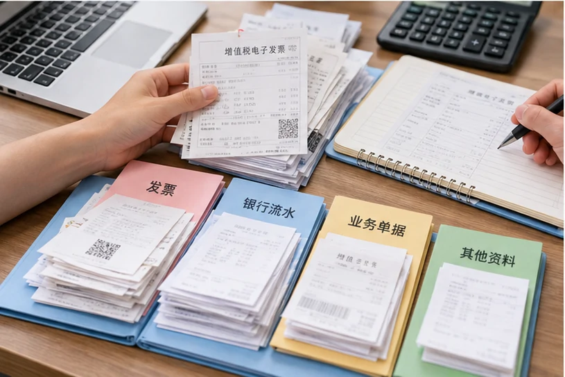 整理企业票据与日常账务资料的服务场景示意