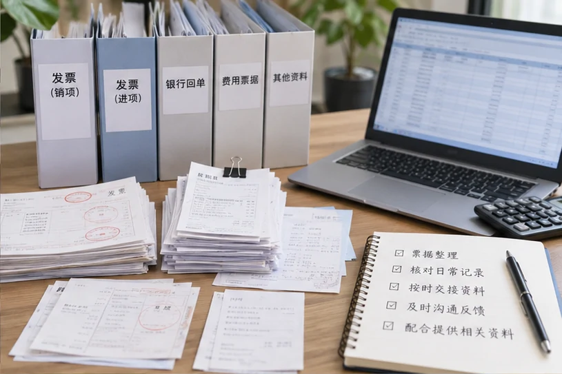 整理企业票据与日常账务资料的服务场景示意