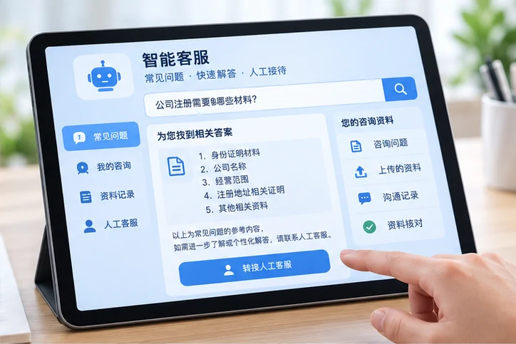 在线客服接待与咨询整理的服务场景示意