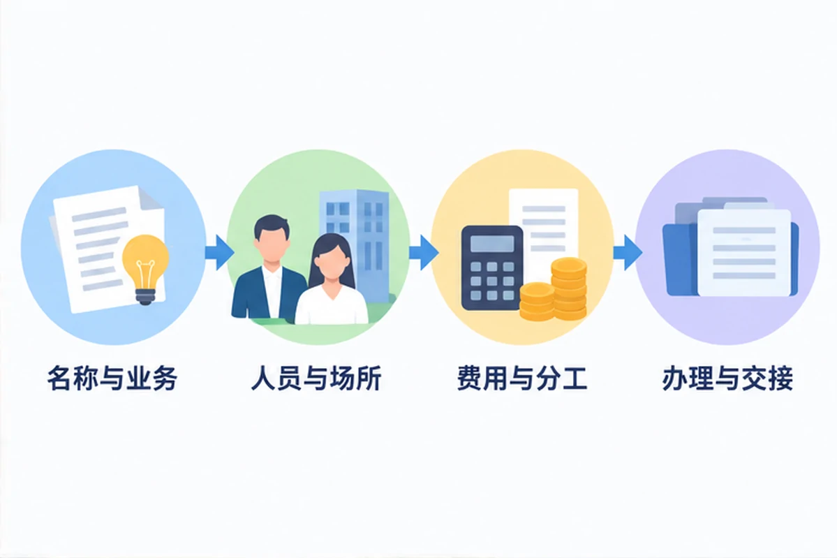 创业者一起整理开办计划的服务场景示意