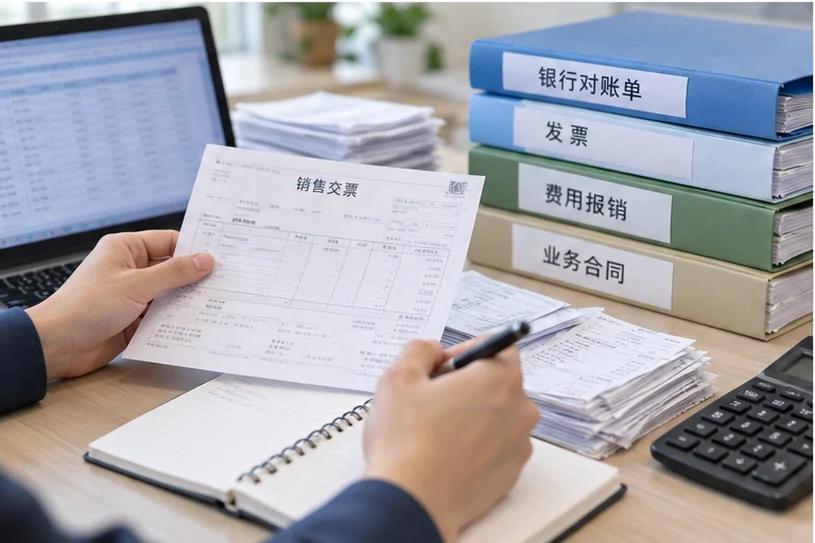整理企业票据与日常账务资料的服务场景示意