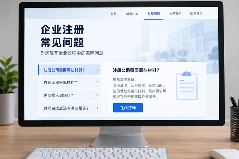 企业网站展示业务与服务信息的场景示意