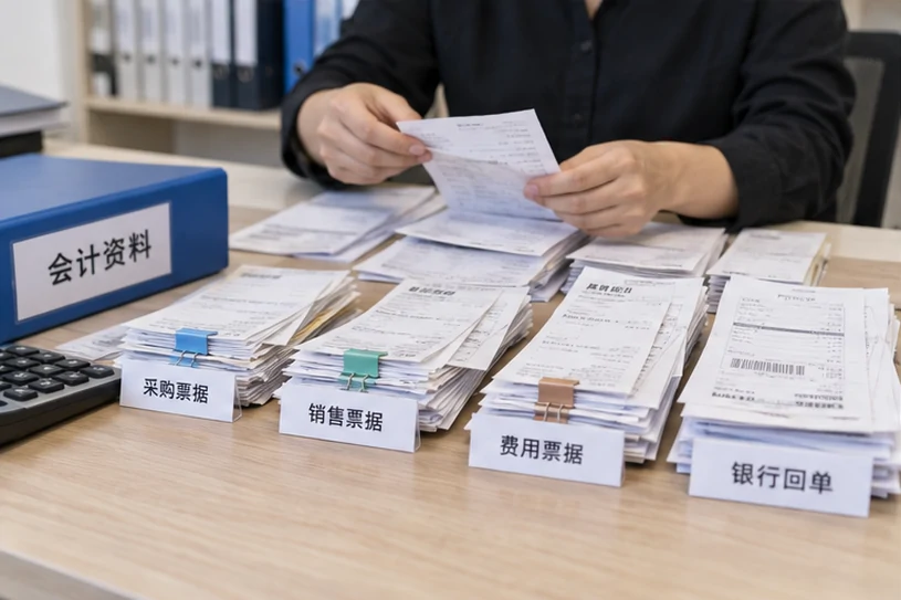 整理企业票据与日常账务资料的服务场景示意
