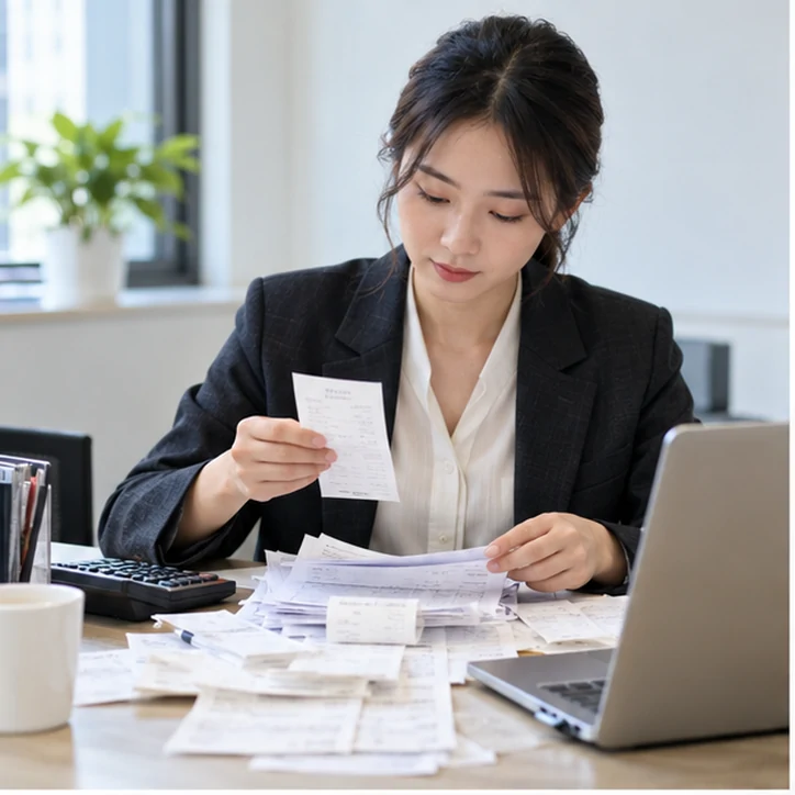 整理企业票据与日常账务资料的服务场景示意