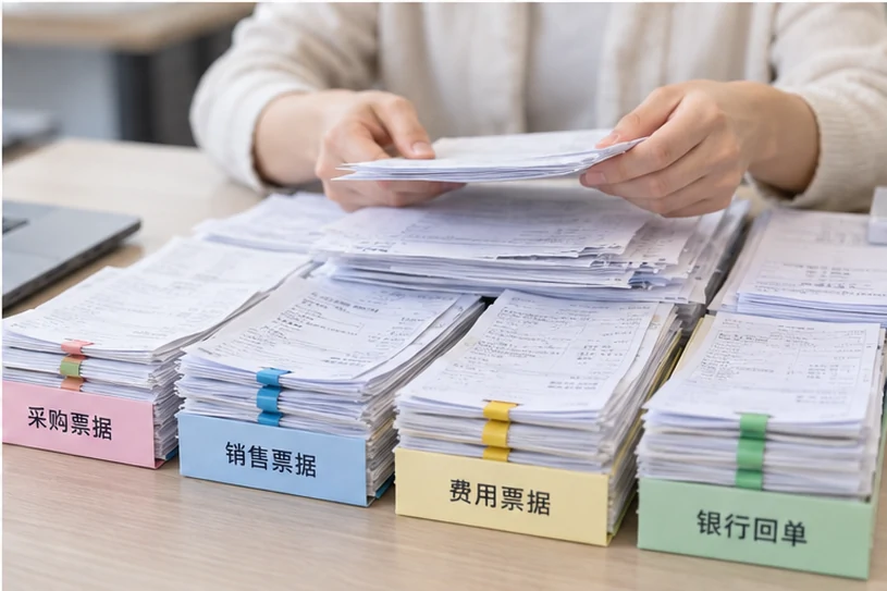 整理企业票据与日常账务资料的服务场景示意