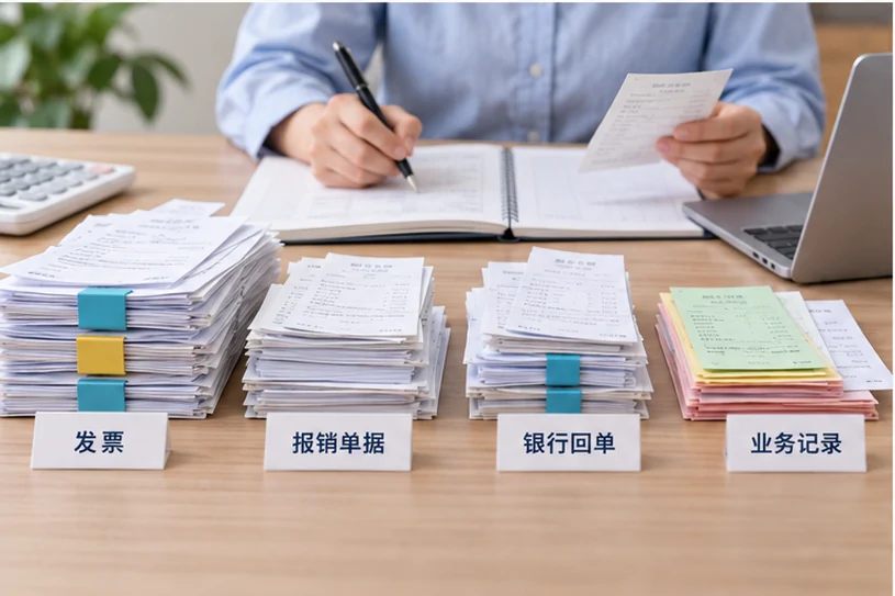 整理企业票据与日常账务资料的服务场景示意