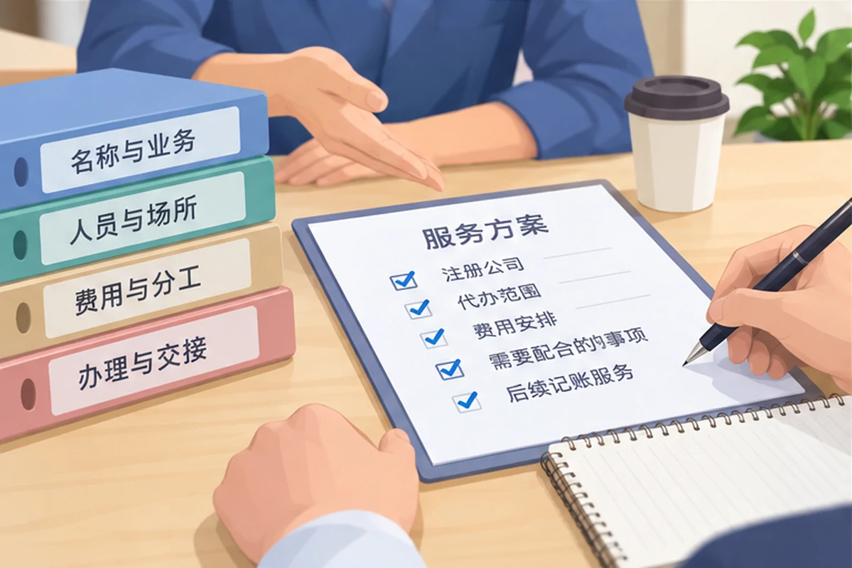 创业者一起整理开办计划的服务场景示意