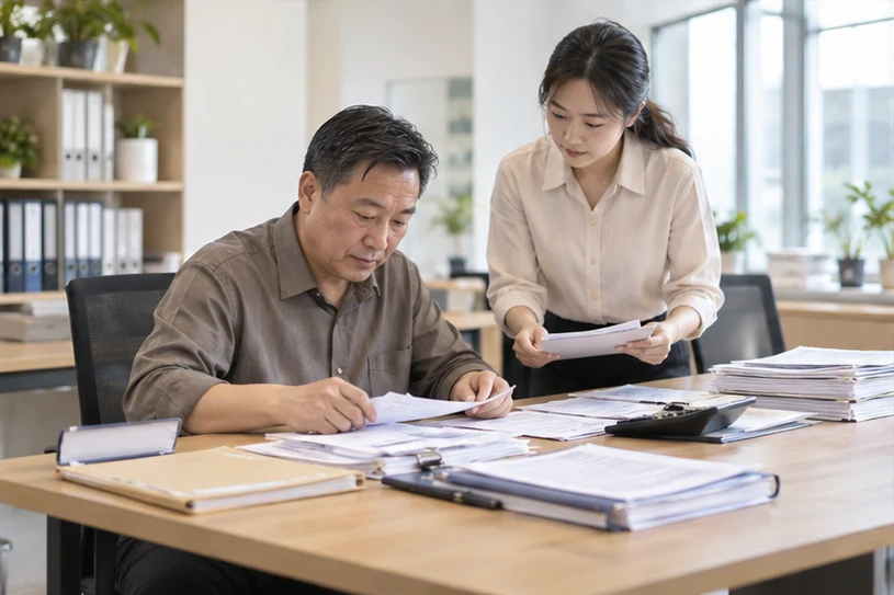 整理企业票据与日常账务资料的服务场景示意