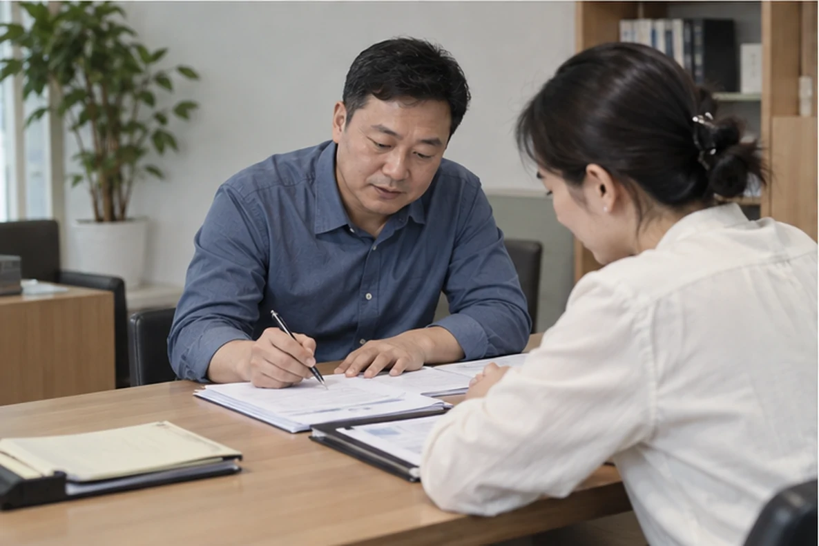 核对注册公司资料与办理事项的服务场景示意